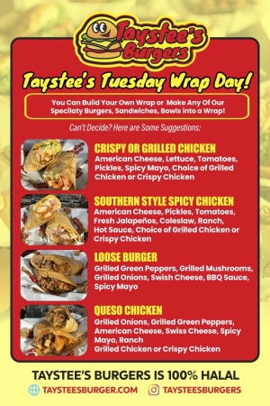 Taystee's Wraps Menu